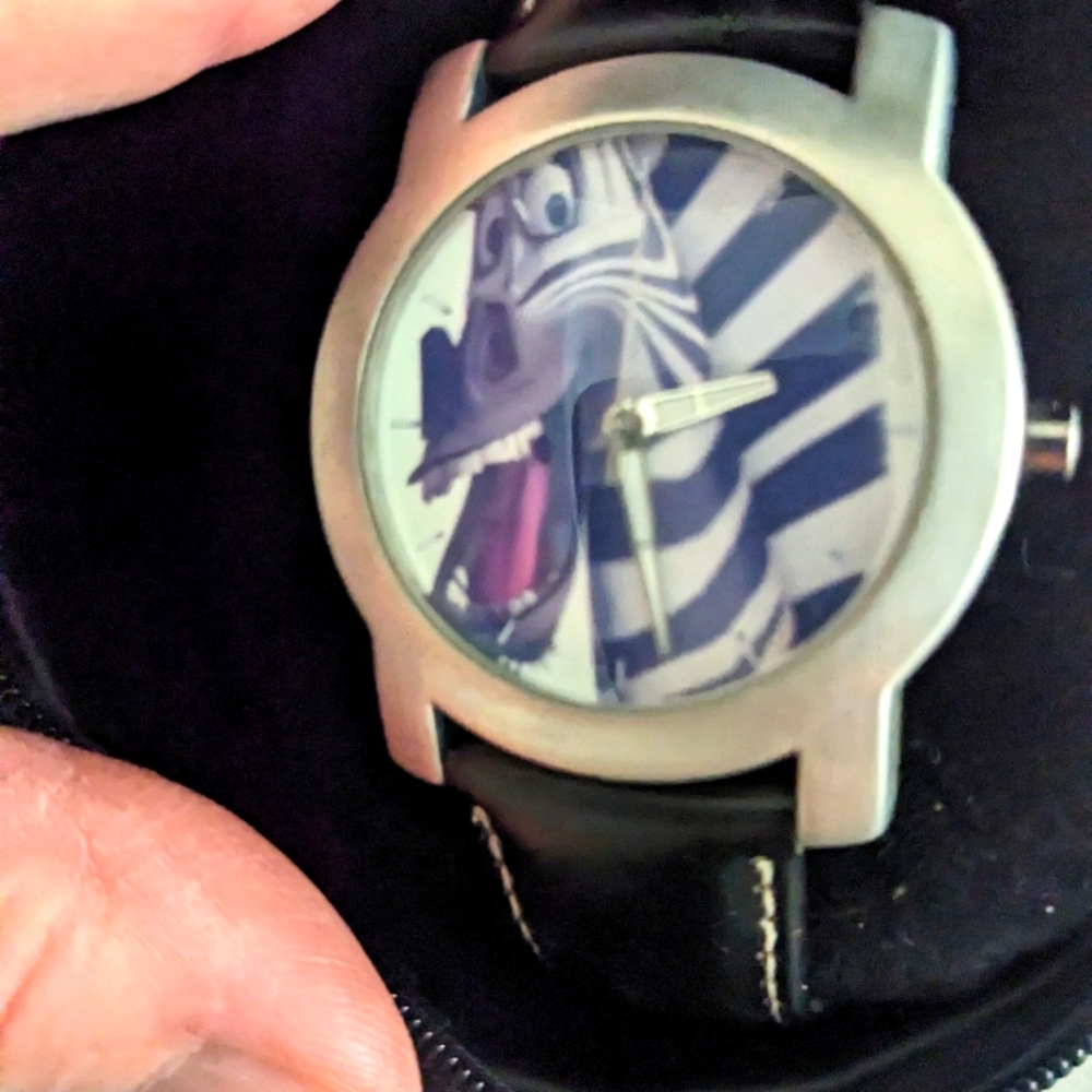 Madagascar Movie Watch 2005 Zebra Print Watch with Black Strap